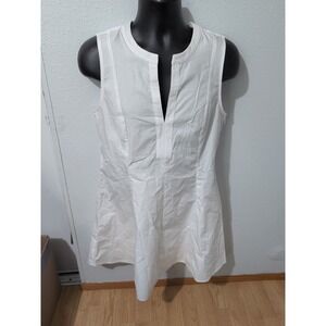Banana Republic Poplin Puff Dress White Size 8 Sleeveless A-Line Cotton NWT $120